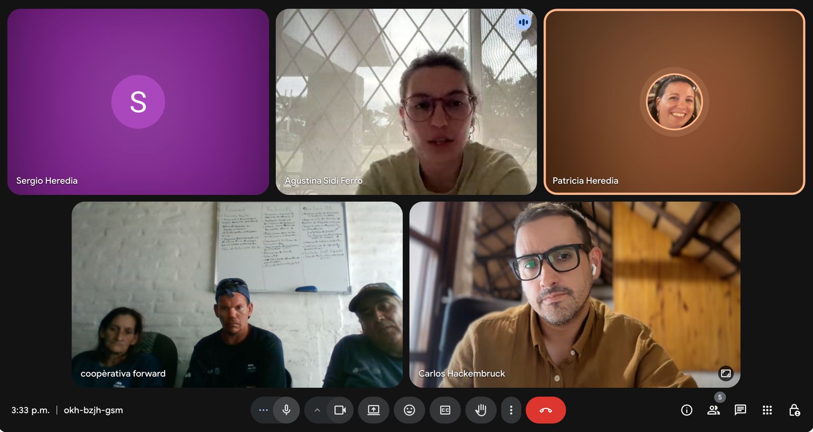 Reunión virtual del equipo Bilera con la cooperativa Forward